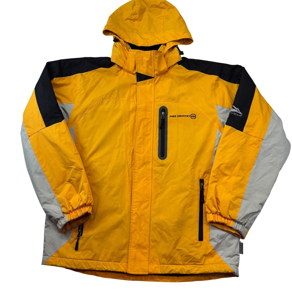 Free Country Xtreme Mens Small Yellow Black Ski Snowboard Jacket Water Resistant - Picture 3 of 13